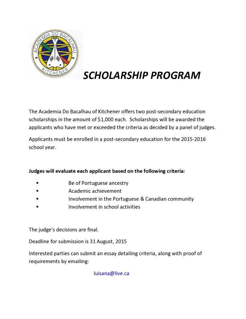 SCHOLARSHIP  Requirments English 2015