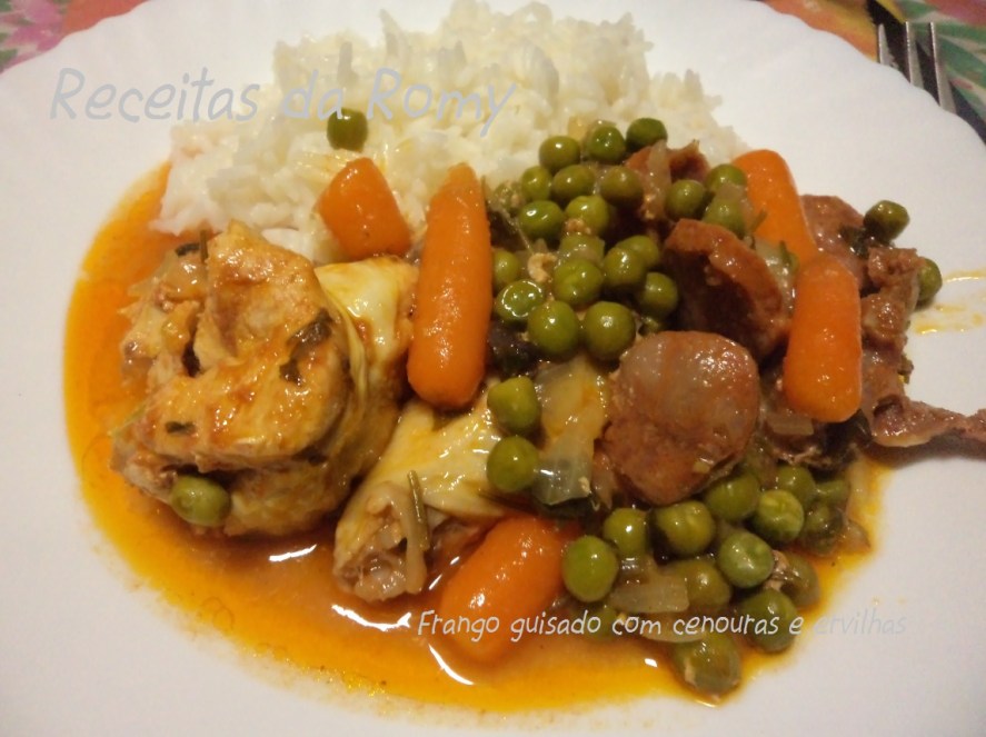 Galinha guisada com Ervilhas e Arroz Branco
