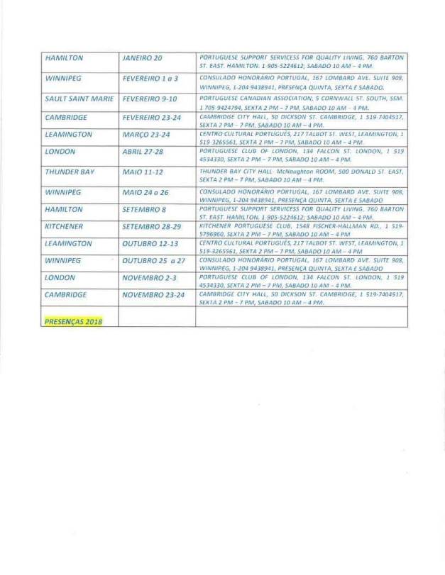 Consulado Geral de Portugal em Toronto - PRESENÇAS CONSULARES